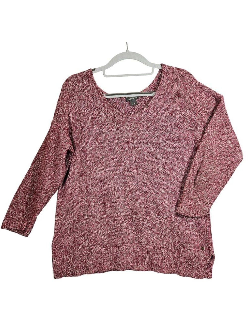 Eddie Bauer Sweater Womens M red white cotton tight knit business casual preppy
